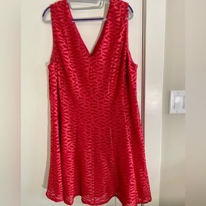 Red Calvin Klein Sleeveless V-Neck Dress